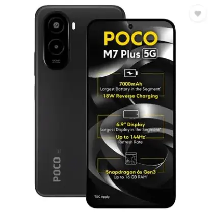 POCO M7 Plus 5G (Carbon Black, 128 GB) (8 GB RAM)
