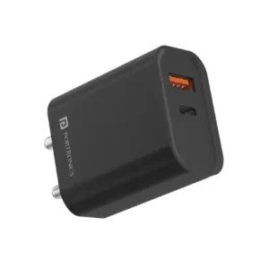 Portronics Adaptor 45 GaN 22.5W Fast Charger, USB & Type-C Dual Port