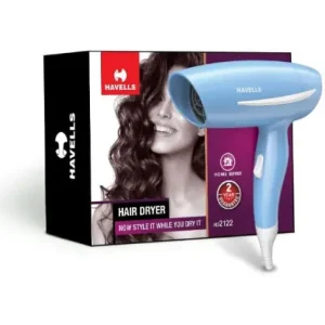 Havells 1000 Watts Hair Dryer, 2 Heat Settings (Hot/Warm), Over Heat Protection | Gentle & Efficient Drying | Style your Hair Perfectly