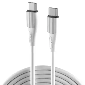 Portronics Silklink 60W PD Type-C to Type C Fast charging Cable for Type C Smartphone and Devices,Premium Silicon Cable, 1M(White)