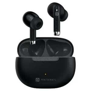 Portronics Harmonics Twins 32 in-Ear TWS Smart Earbuds with HD Mic, Upto 30 Hours Playtime, Touch Control, Low Latency, Bluetooth Version 5.4, IPX5 Water Resistant, Type C Fast Charging(Black)