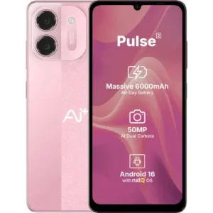 AI+ Pulse 2, 6.745 inch HD+ Display, 4GB RAM, 64GB Storage, Android 16, Unisoc T7250 Octa Core, 50MP Camera, 6000mAh Battery (Pink)