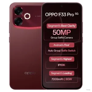 Oppo F33 Pro 5G Smartphone (8GB RAM, 256GB Storage, Passion Red)