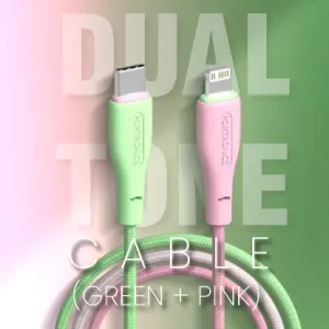 Portronics Hue X 20W Dual Tone Colour Type C to 8 Pin Fast Charging Cable