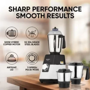 Sharp 500W Mixer Grinder hybrid Copper Motor, SS-304