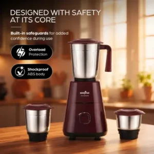 Karishmatic Wine Red 500W, 3 Jar, Mixer Grinder