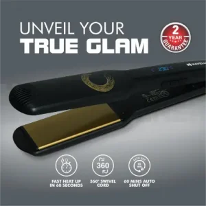 Havells HS4122 Keratin Wide Plate Hair Straightener with Digital Display & Adjustable Temperature; Heats Up Fast; For all hair types; Worldwide voltage compatible (Black)