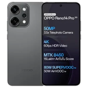 Oppo Reno14Pro 5G (Titanium Grey, 12GB RAM, 256GB Storage)