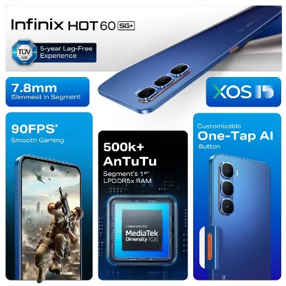 Infinix HOT 60 5G+ (Caramel Glow, 6GB RAM, 128GB Storage) - Image 3