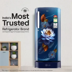 LG 185 L, 5 Star, Smart Inverter, Direct Cool Single Door Refrigerator (GLD1956ZABW, Blue Waterlilly, Base stand with Drawer)
