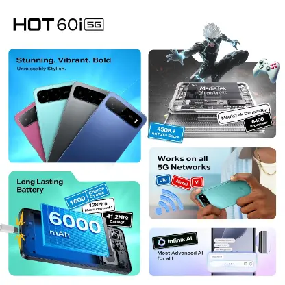 Infinix HOT 60i 5G (Sleek Black, 4GB RAM, 128GB Storage) - Image 3