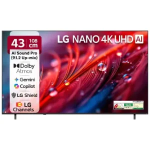 LG 108 cms (43 inches) NU87 AI Series Nano 4K Ultra HD (3840 x 2160) Smart webOS LED TV 43NU870BPLA 2026