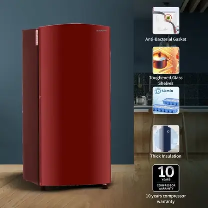 Sharp 187 L 2 Star Direct Cool Single Door Refrigerator, Solid Red, SJ-DF207N2-PRS - Image 4