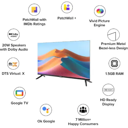 XIAOMI A series 80 cm (32 inch) HD Ready LED Smart Google TV with HD |Dolby Audio | DTS:HD | Vivid Picture Engine (L32M8-EAIN) - Image 3