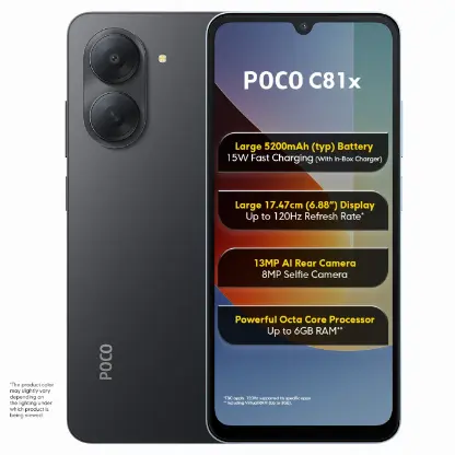 POCO C81x (Crystal Black, 64 GB) (3 GB RAM)